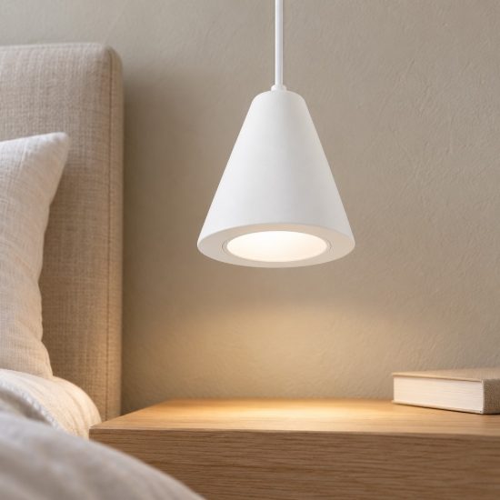 Lampada a sospensione led 5w 3000k per cucina moderna conica bianco