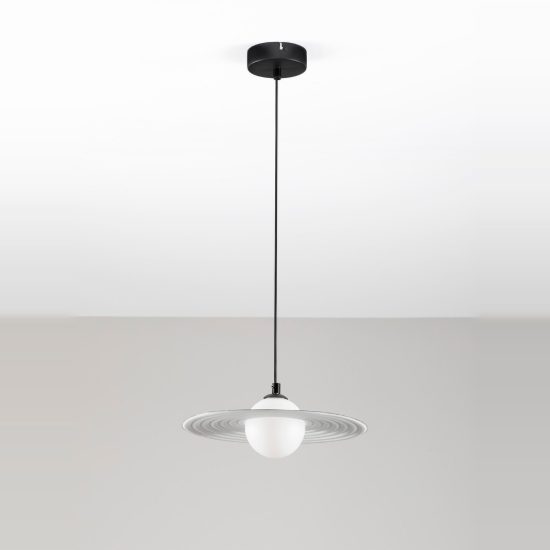 Lampadario per cucina moderno rotondo nero e bianco a sospensione