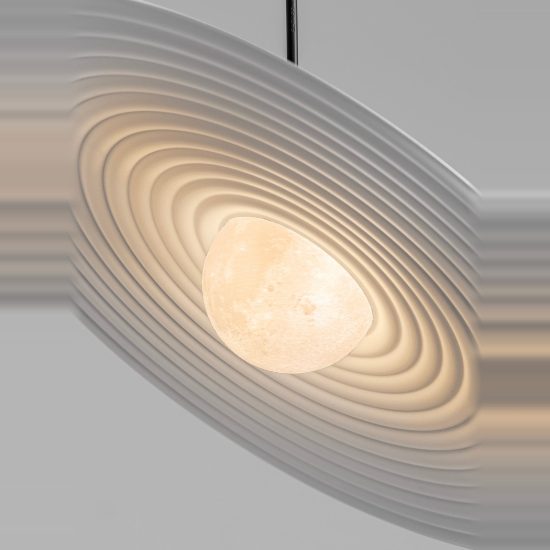 Lampadario a sospensione design moderno disco rotondo nero bianco