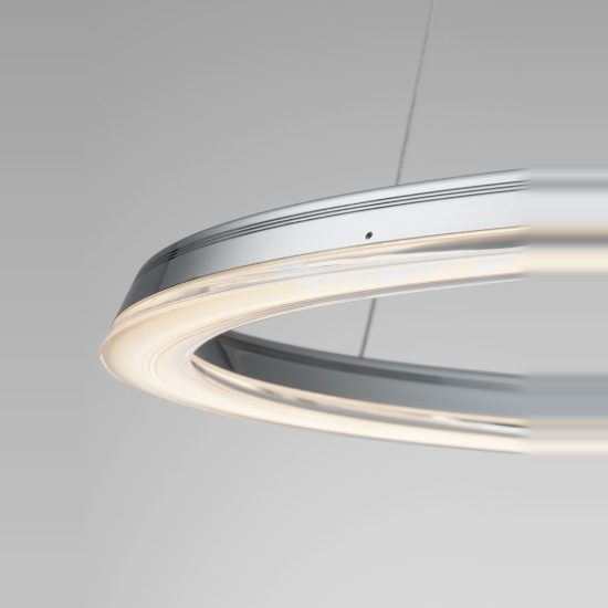 Lampadario a sospensione tondo moderno cromo per soggiorno led 48w 3500k dimmerabile