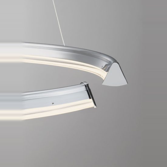 Lampadario a sospensione tondo moderno cromo per soggiorno led 48w 3500k dimmerabile