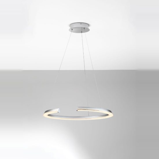 Lampadario a sospensione tondo moderno cromo per soggiorno led 48w 3500k dimmerabile
