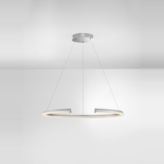Lampadario led 58w 3500k dimmerabile cerchio moderno a sospensione cromo per soggiorno