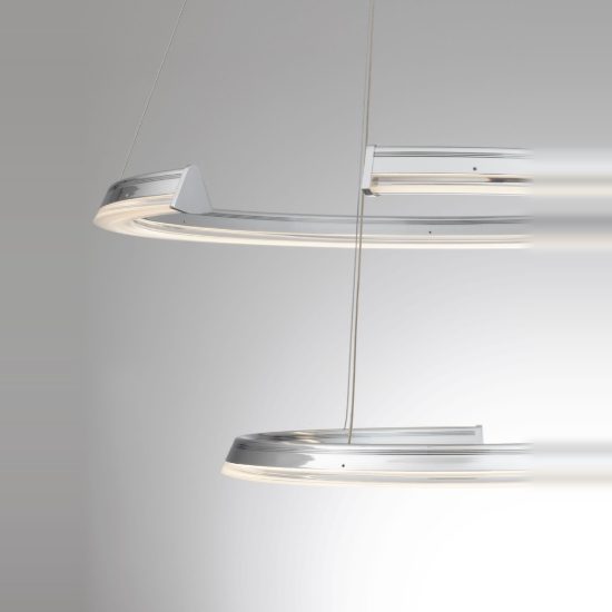 Lampadario a sospensione cerchio moderno cromo per soggiorno led 70w 3500k dimmerabile