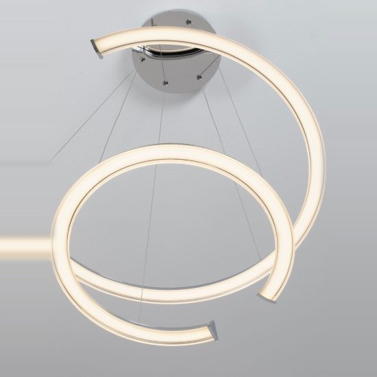 Lampadario a sospensione cerchio moderno cromo per soggiorno led 70w 3500k dimmerabile