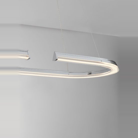 Lampadario a sospensione tondo moderno cromo per soggiorno led 48w 3500k dimmerabile