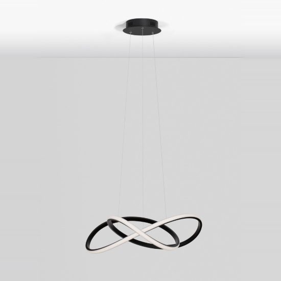 Lampadario moderno per soggiorno spiroidale nero a sospensione led 28w 3000k dimmerabile