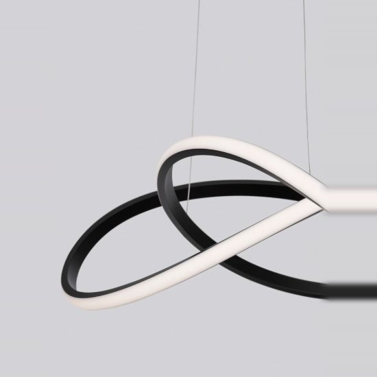 Lampadario moderno per soggiorno spiroidale nero a sospensione led 28w 3000k dimmerabile