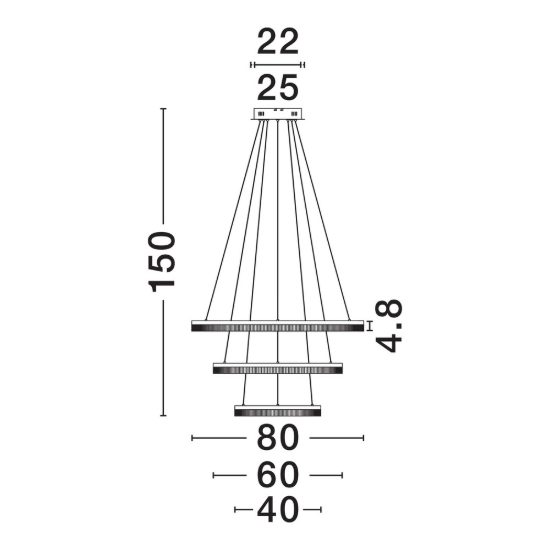 Lampadario a sospensione cerchi oro per soggiorno led 90w cct 2700k 4000k dimmerabile