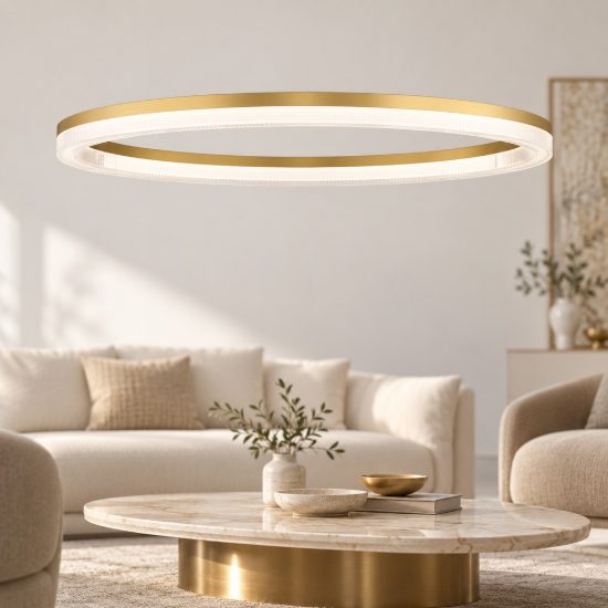 Lampadario moderno a sospensione oro per soggiorno led 41w cct 2700k 4000k dimmerabile