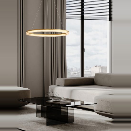 Lampadario moderno a sospensione oro per soggiorno led 41w cct 2700k 4000k dimmerabile