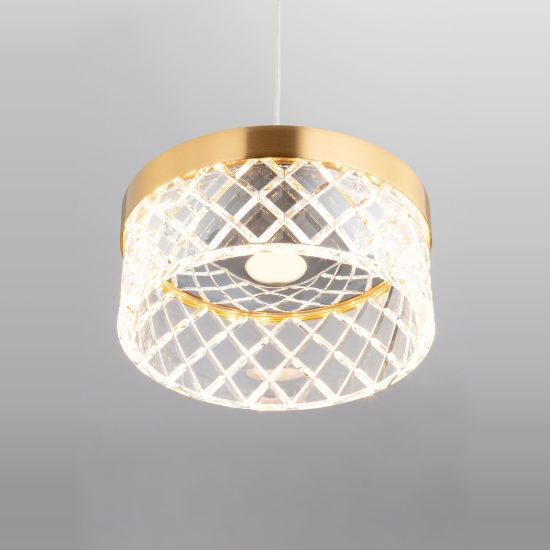 Lampada a sospensione led 6w 3000k classica oro ottone per soggiorno