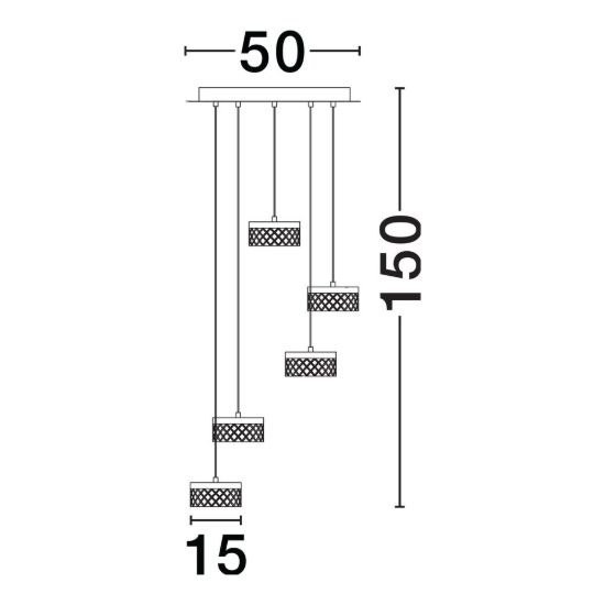 Lampadario a sospensione led 32w 3000k 5 luci classico tondo oro ottone per soggiorno