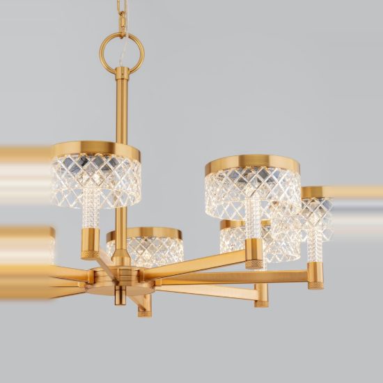 Lampadario classico a sospensione oro ottone cristallo per soggiorno led 48w 3000k