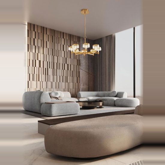 Lampadario classico a sospensione oro ottone cristallo per soggiorno led 48w 3000k