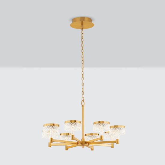Lampadario classico a sospensione oro ottone cristallo per soggiorno led 48w 3000k