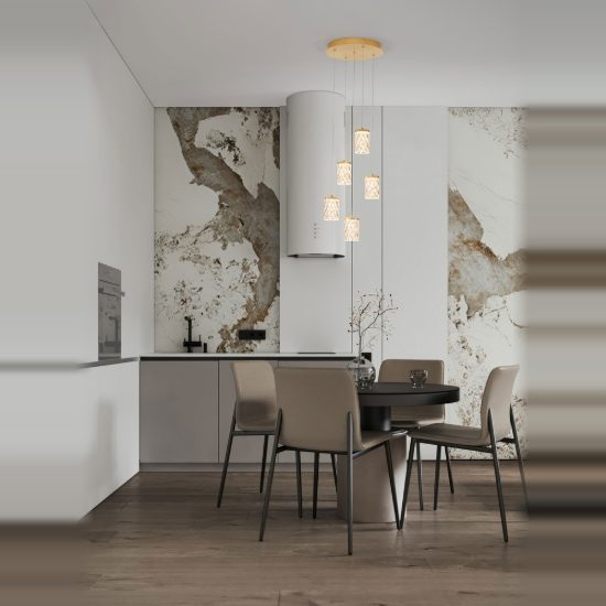 Lampadario led 28w 3000k dimmerabile 5 luci per soggiorno classico oro ottone