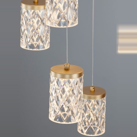 Lampadario led 46w 3000k 9 luci pendenti per salone classico oro ottone
