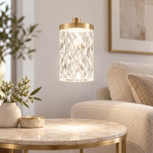 Lampada per cucina moderno a sospensione cilindro oro ottone led 6w 3000k