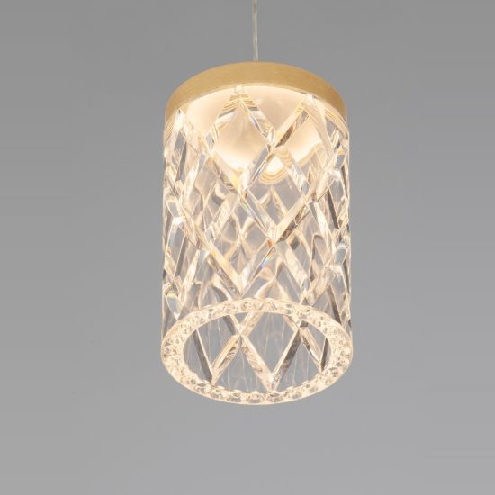 Lampada per cucina moderno a sospensione cilindro oro ottone led 6w 3000k