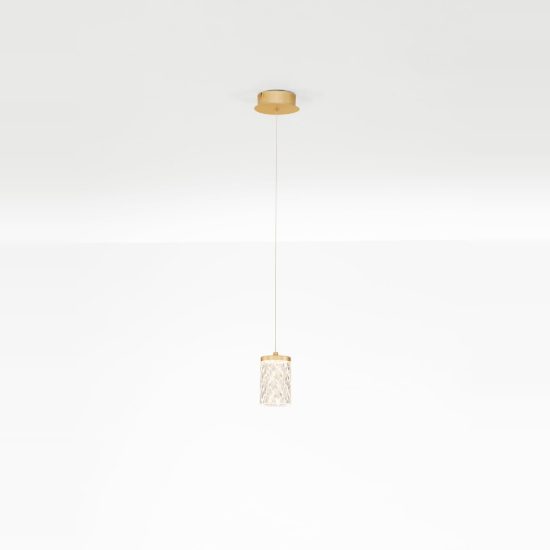 Lampada per cucina moderno a sospensione cilindro oro ottone led 6w 3000k