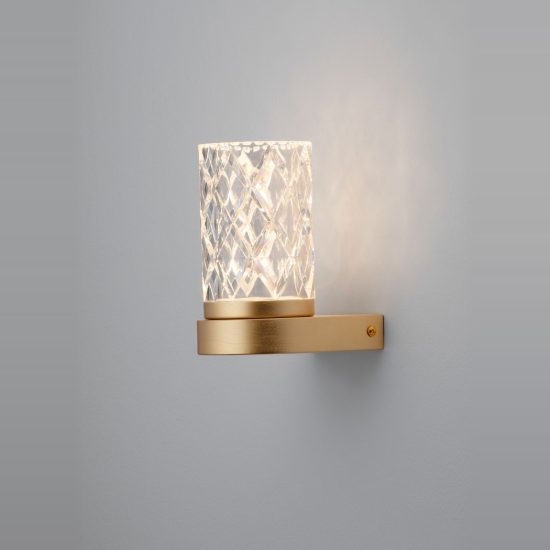 Applique led 6w 3000k cilindrica da parete oro ottone per soggiorno