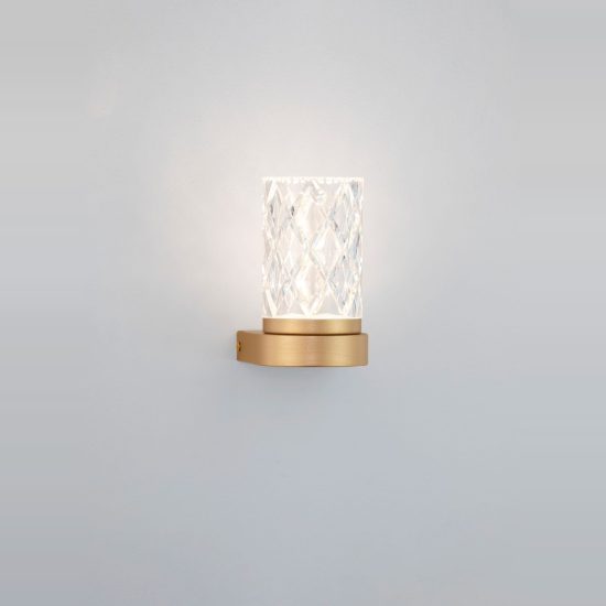 Applique led 6w 3000k cilindrica da parete oro ottone per soggiorno