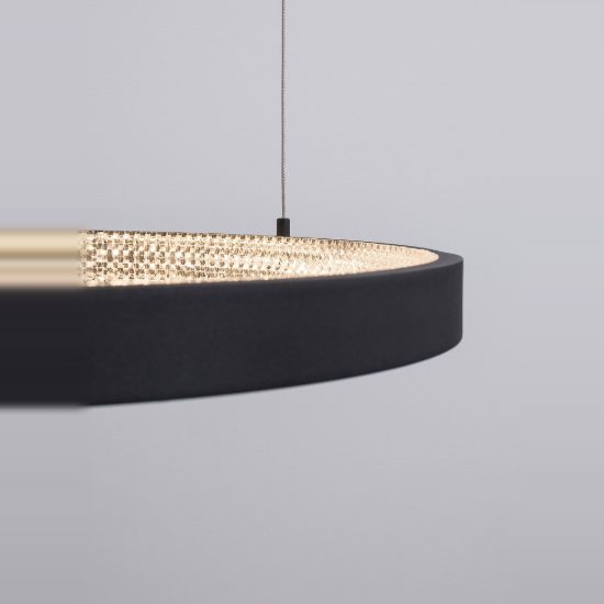 Lampadario moderno per soggiorno tondo nero a sospensione led 35w 3000k dimmerabile