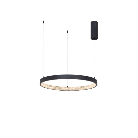 Lampadario moderno per soggiorno tondo nero a sospensione led 35w 3000k dimmerabile
