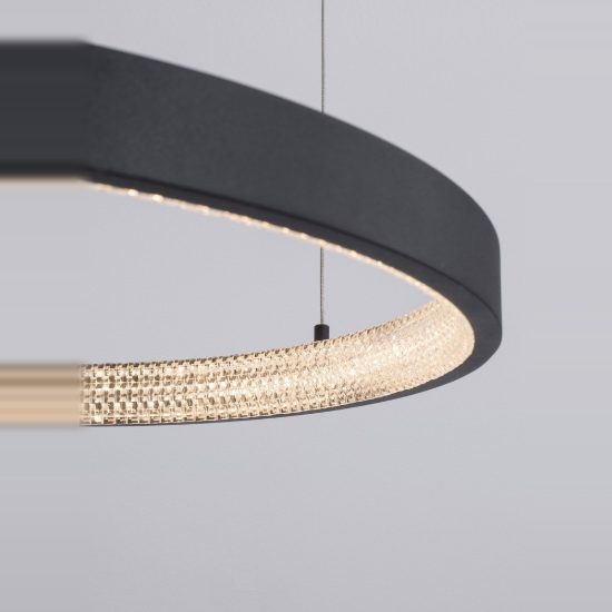 Lampadario moderno per soggiorno tondo nero a sospensione led 35w 3000k dimmerabile