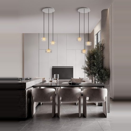 Lampadario led 18w 3000k 3 luci a sospensione per camera da letto oro platino e bianco