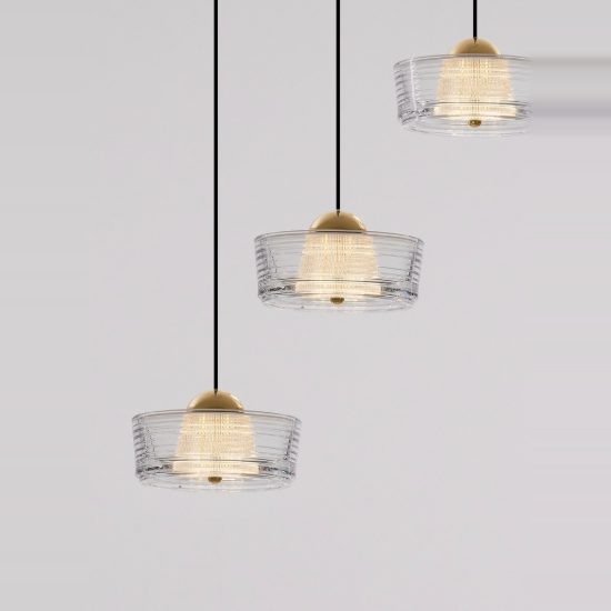 Lampadario led 18w 3000k 3 luci a sospensione per camera da letto oro platino e bianco