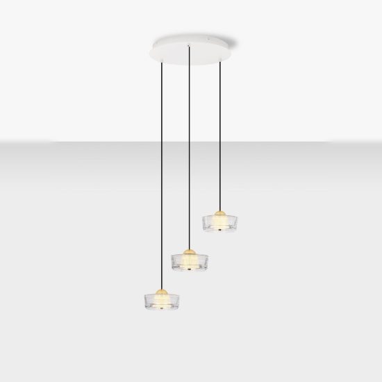 Lampadario led 18w 3000k 3 luci a sospensione per camera da letto oro platino e bianco