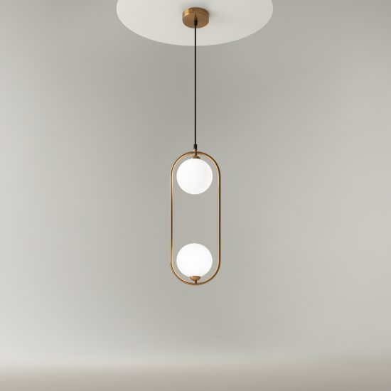 Maytoni ring lampadario a sospensione 2 luci moderno ottone vetro per soggiorno