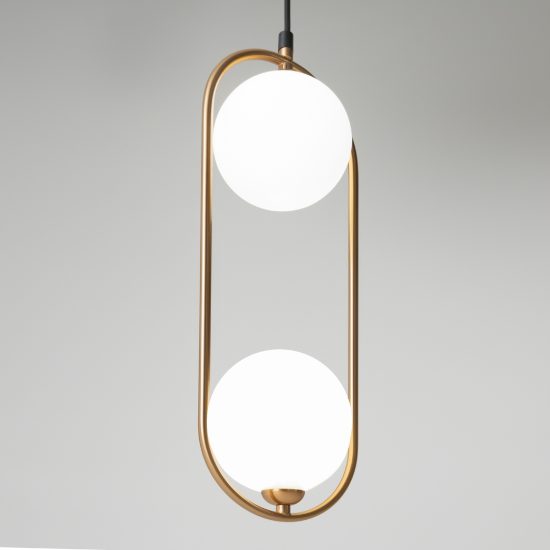 Maytoni ring lampadario a sospensione 2 luci moderno ottone vetro per soggiorno
