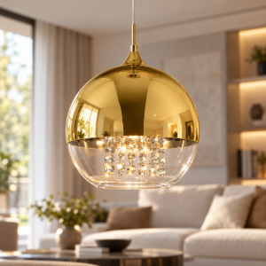 Lampada a sospensione sfera oro vetro maytoni fermi