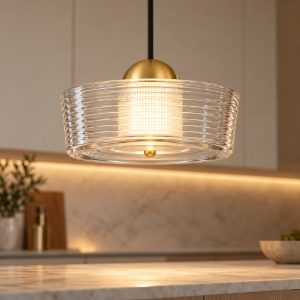 Lampada led 6w 3000k a sospensione per cucina moderna oro platino vetro
