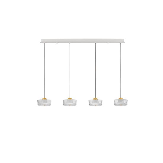 Lampadario led 23w 3000k 4 luci a sospensione per soggiorno oro platino e bianco