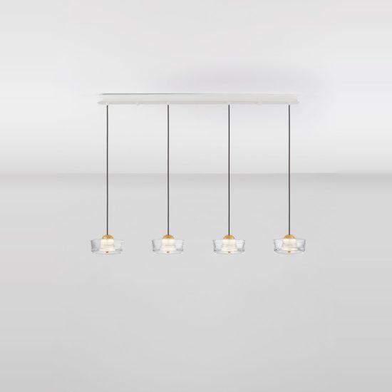 Lampadario led 23w 3000k 4 luci a sospensione per soggiorno oro platino e bianco