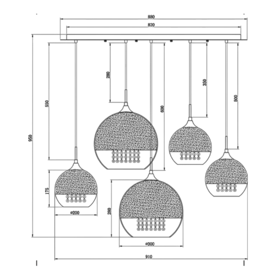 Maytoni fermi lampadario contemporaneo per sala da pranzo 5 luci