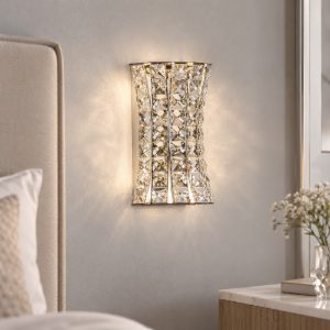 Applique da parete moderna cromo cristallo per soggiorno led 12w 3500k 18cm