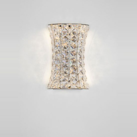 Applique da parete moderna cromo cristallo per soggiorno led 12w 3500k 18cm