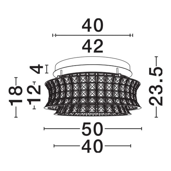 Plafoniera per camera da letto moderna cromo cristallo led 46w 3500k dimmerabile