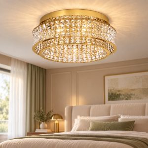 Plafoniera led 46w 3500k dimmerabile per camera da letto moderna oro platino