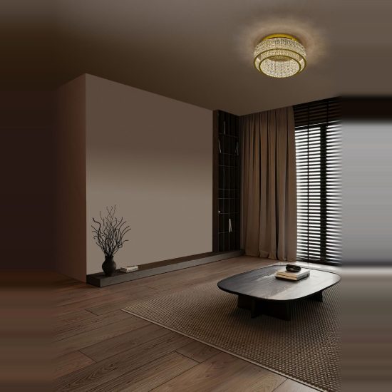 Plafoniera led 46w 3500k dimmerabile per camera da letto moderna oro platino