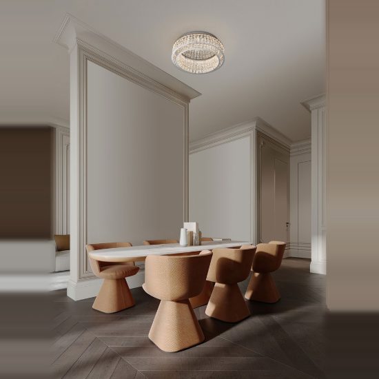 Plafoniera per camera da letto cromo cristallo led 56w 3500k dimmerabile