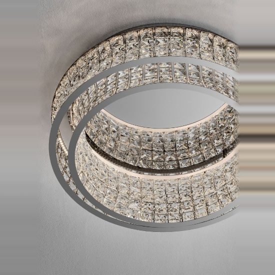 Plafoniera per camera da letto cromo cristallo led 56w 3500k dimmerabile