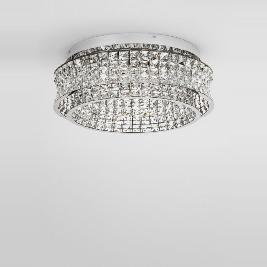 Plafoniera per camera da letto cromo cristallo led 56w 3500k dimmerabile