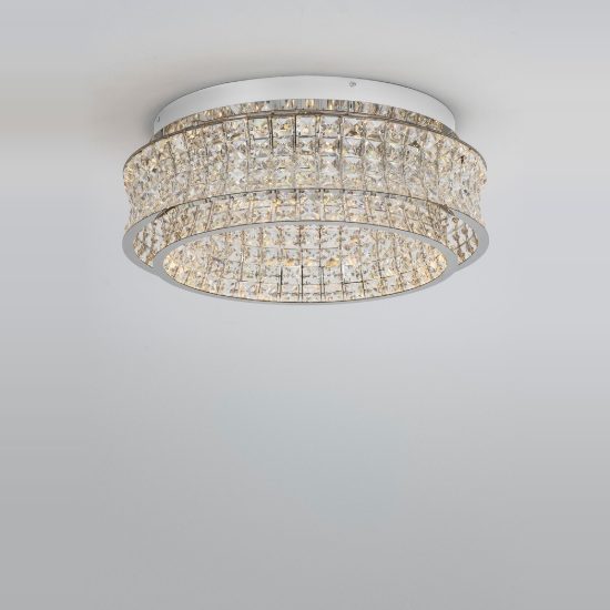 Plafoniera per camera da letto cromo cristallo led 56w 3500k dimmerabile