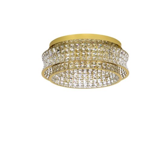 Plafoniera di cristalli led 56w 3500k dimmerabile per salone oro platino